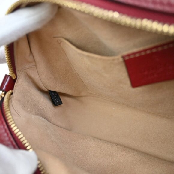 GUCCI Marmont GG Pattern Chain Shoulder Bag Canvas Leather Brown Red - Picture 14 of 14